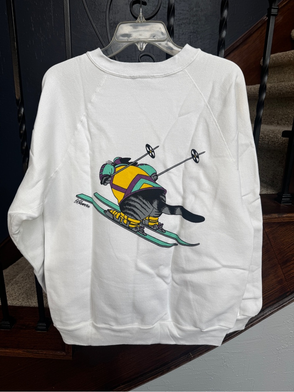 Vintage 70s Rare Large Crazy Shirts Hawaii B. Kliban Ski Cat Sweatshirt - Picture 9 of 13